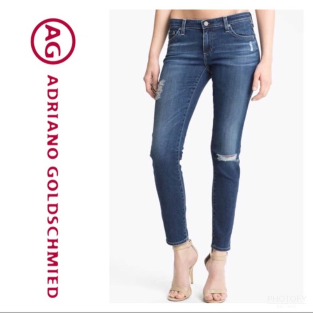 AG Legging Super Skinny‎ Distressed Blue Jeans